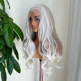 Florence-White and Beige Color Long Wavy Synthetic 13x4 Lace Front Wig