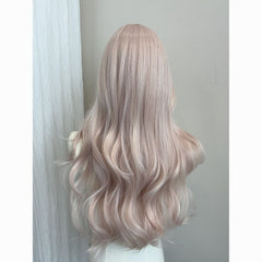Pink Long Hair Misty Pink Gold Long Curly Hair with Bangs