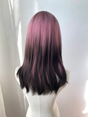 Pink Ombre Female Short Spring Bob Wig with Bang Style