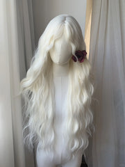 Wool Curly White Style Party Wig None Lace