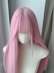 Baby Pink Long Straight Style Party Wig None Lace Wig