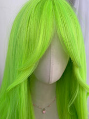 Light Green Wig Female Full Head Wig Long Wavy Spring Wig