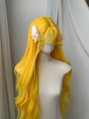 Yellow Color Loose Wavy Long Style Elegant Wig None Lace Wig