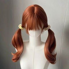 Autumn Orange Full Head Wig Natural Wave Party Wig