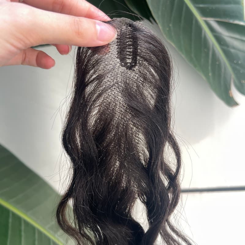 Clip-in hair topper base with snap clips