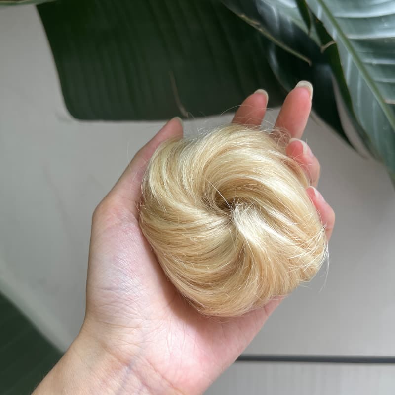 100% Human Hair Bun Scrunchie – 35g, #60 Blonde