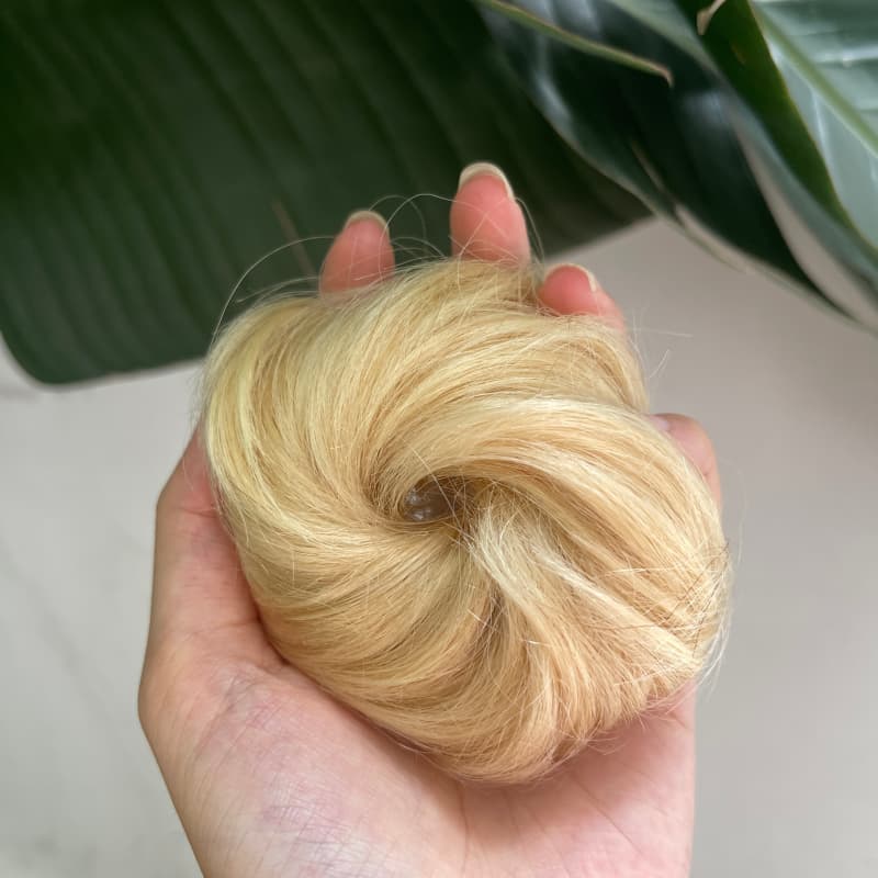 100% Human Hair Bun Scrunchie – 35g, #60 Blonde