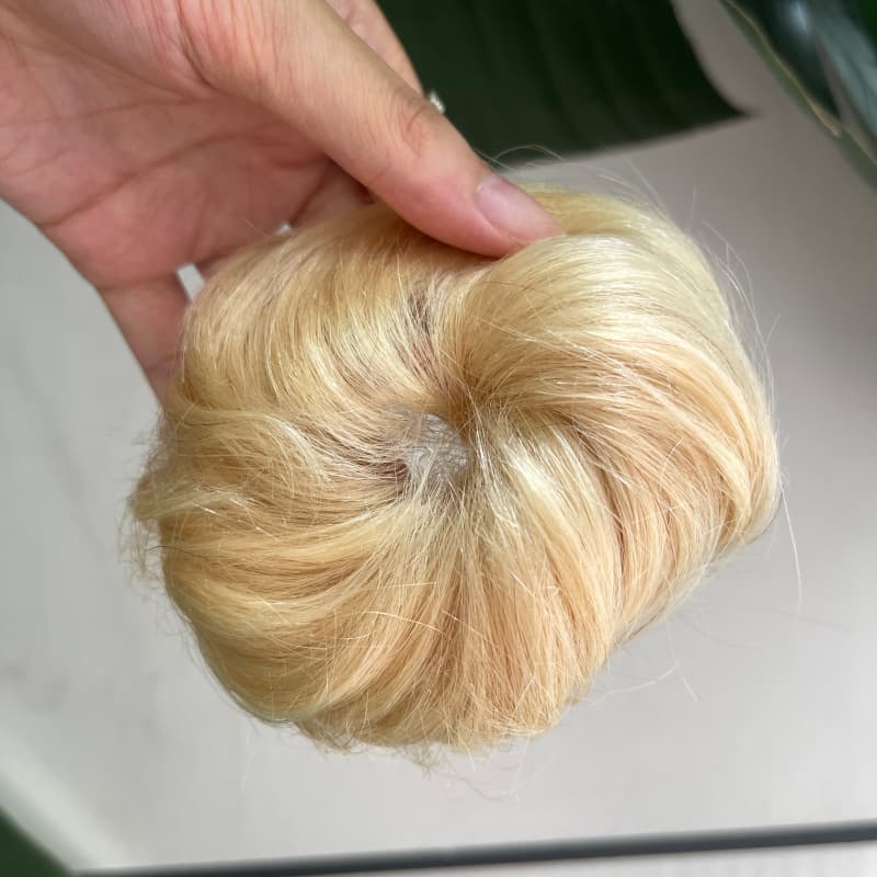 100% Human Hair Bun Scrunchie – 35g, #60 Blonde