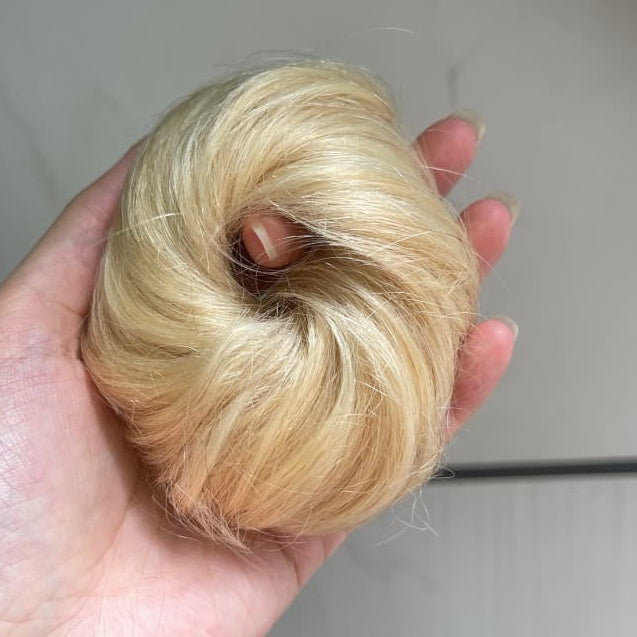 100% Human Hair Bun Scrunchie – 35g, #60 Blonde