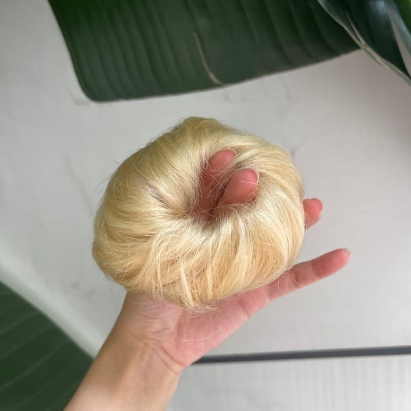 100% Human Hair Bun Scrunchie – 35g, #60 Blonde