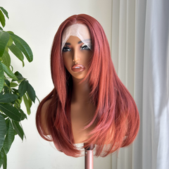 Zara-Long Bob Copper Red Layered Synthetic 13x4 Lace Front Wig