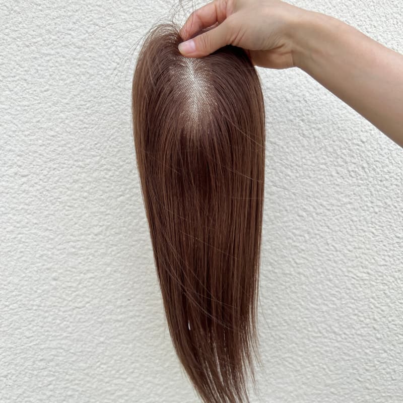 Brown lace hair topper showing full length