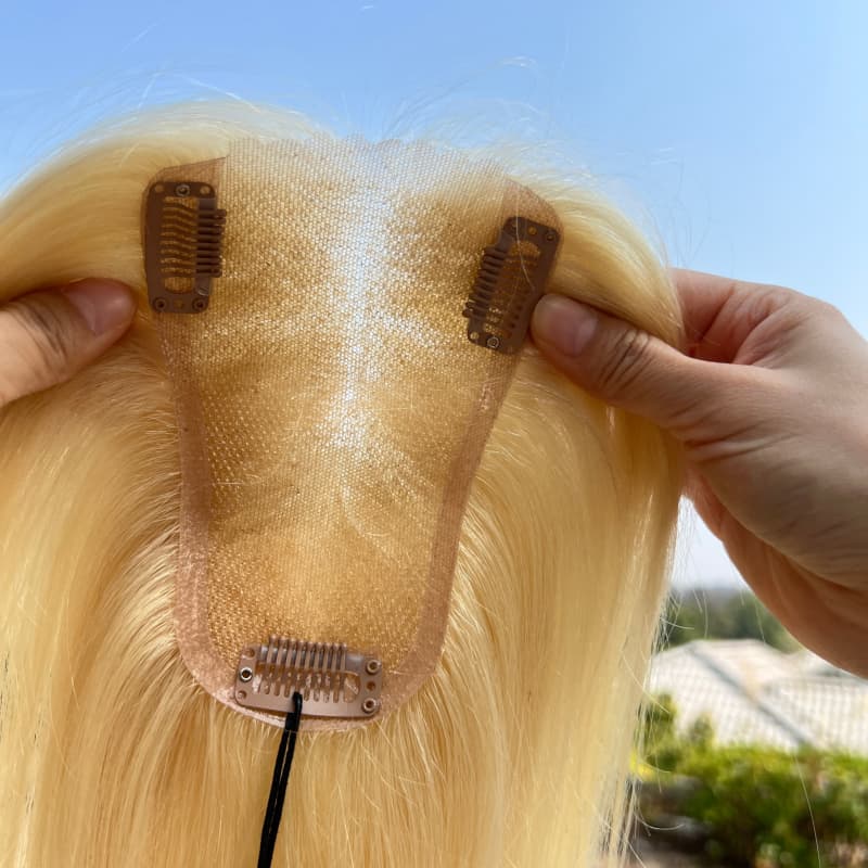 613 blonde human hair topper with full coverage