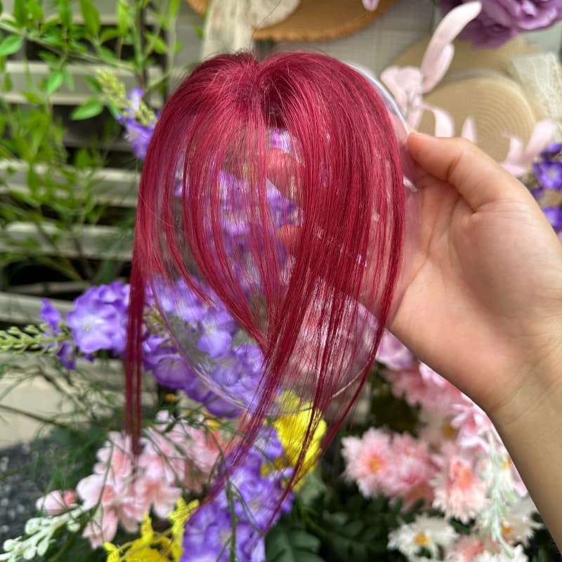 Grey Mini Human Hair Topper with Bangs