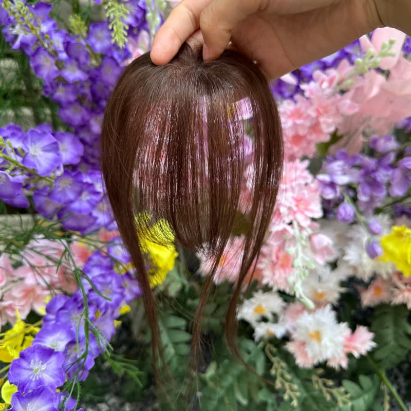 Grey Mini Human Hair Topper with Bangs