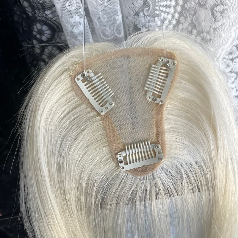 White Human Hair Lace Topper – 25 cm