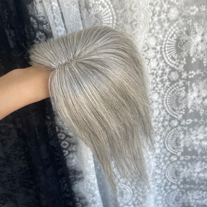 Gray Human Hair Lace Topper – 25 cm