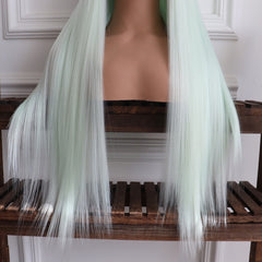 Icy-Light Green Straight Synthetic 13x4 Lace Front Wig