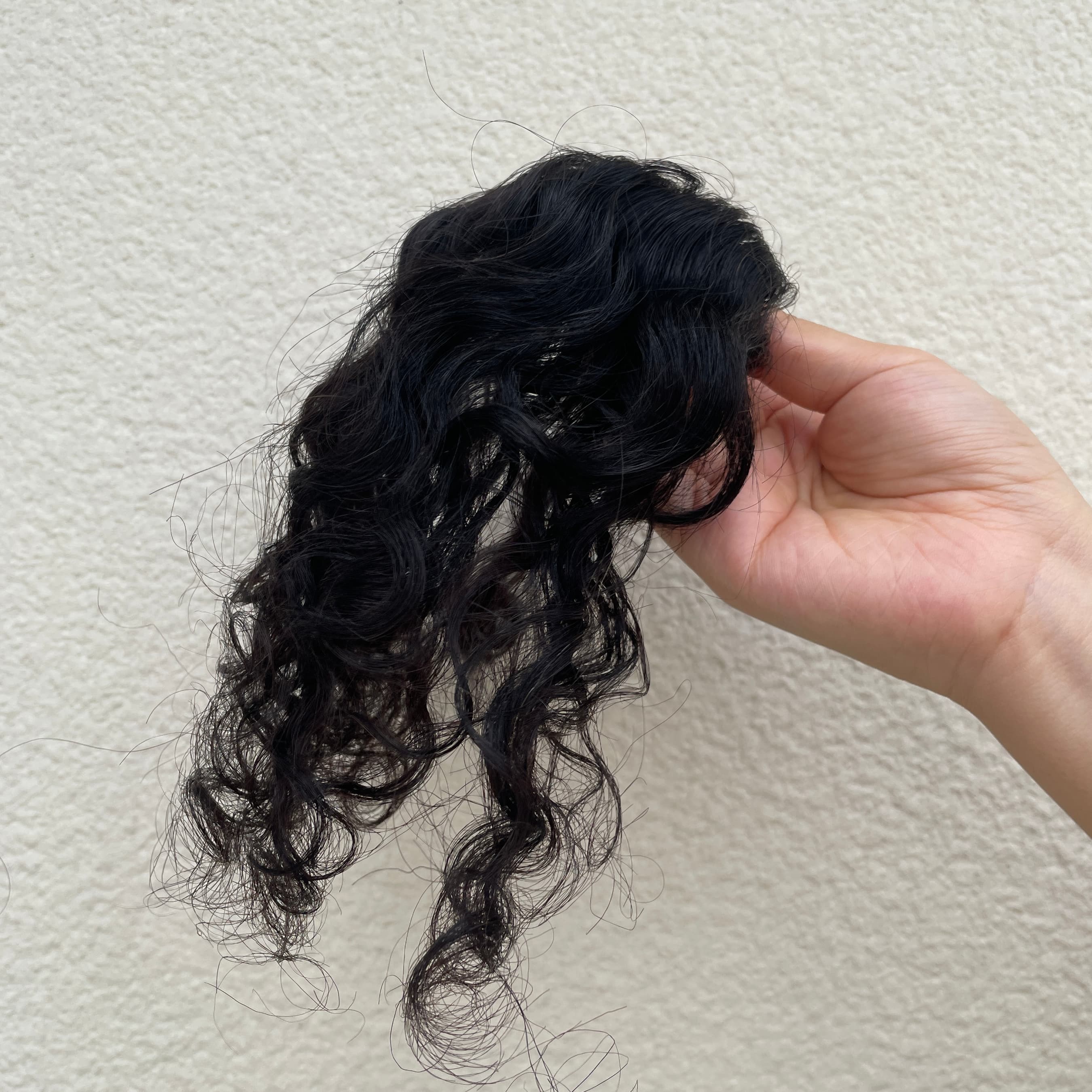 Curly Human Hair Lace Topper – Natural Black, Bace 7 × 10 cm