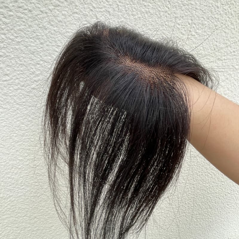 Natural Black Human Hair T-Lace Topper – 25 cm，Base 9 × 12 cm