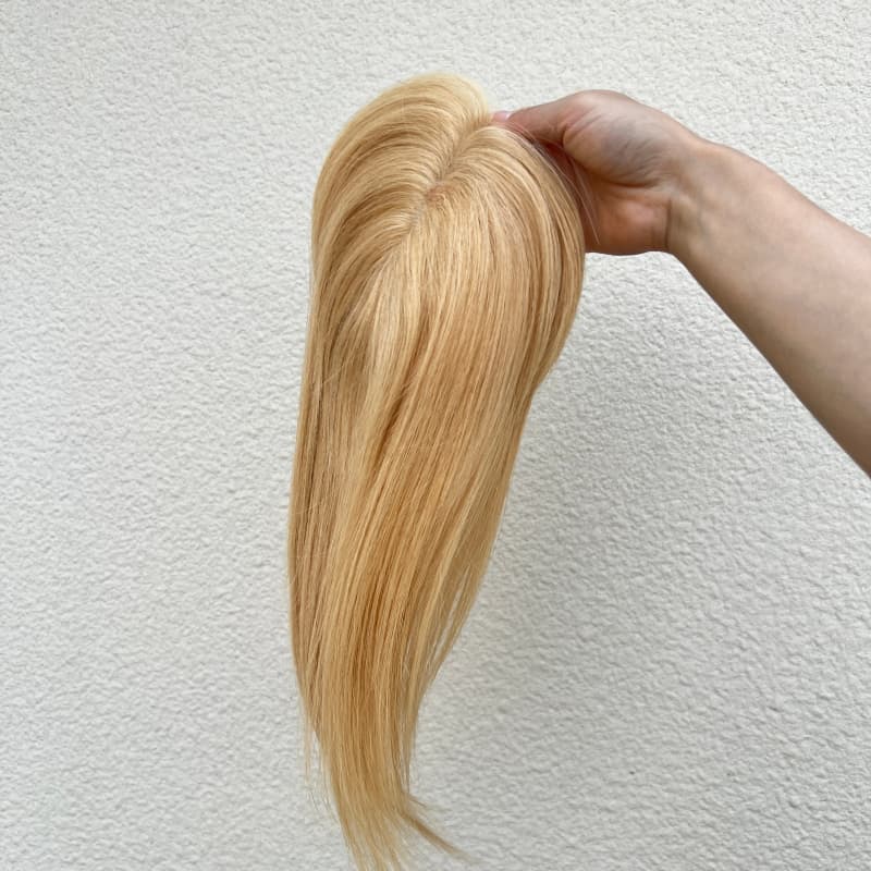 Long view of Color #27 human hair topper
