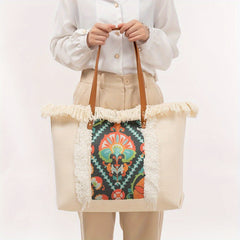 Beach Bag Ethnic Boho Tassel Tote Handbag