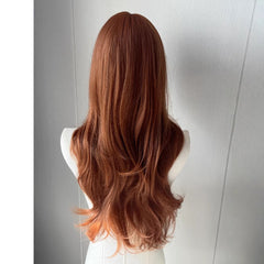 Autumn Orange Full Head Wig Natural Wave Party Wig