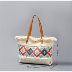 Beach Bag Ethnic Boho Tassel Tote Handbag