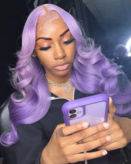 Purple Body Wave 13x4 Lace Frontal Wigs HD Lace Front Wigs Glueless Pre Plucked Wig