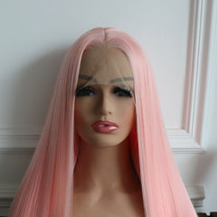 Ellie-Light Pink Straight Synthetic 13x4 Lace Front Wig