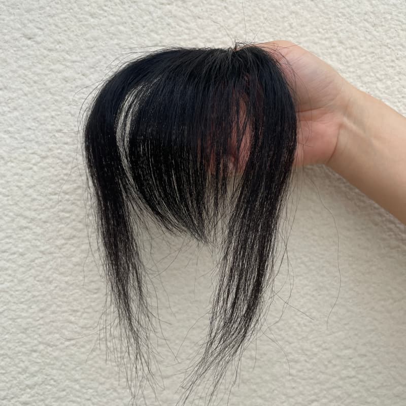 #1 jet black human hair clip-in bangs with face-framing side strands