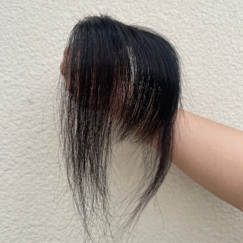 #1 jet black human hair clip-in bangs with face-framing side strands