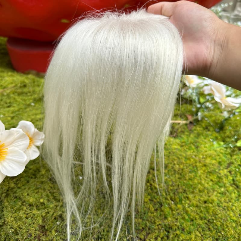 #60 White Platinum human hair topper, 9 × 12 cm lace base base, 25 cm straight hair - product view 3