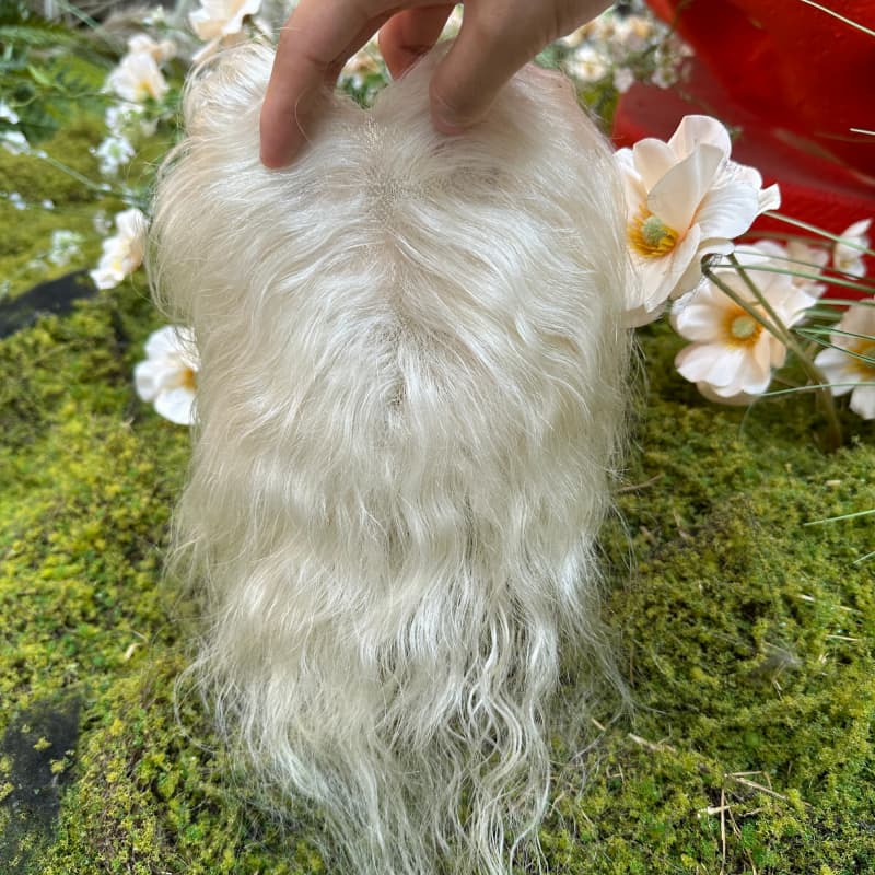#60 White Platinum human hair topper, 9 × 12 cm lace base base, 25 cm curly hair - product view 3
