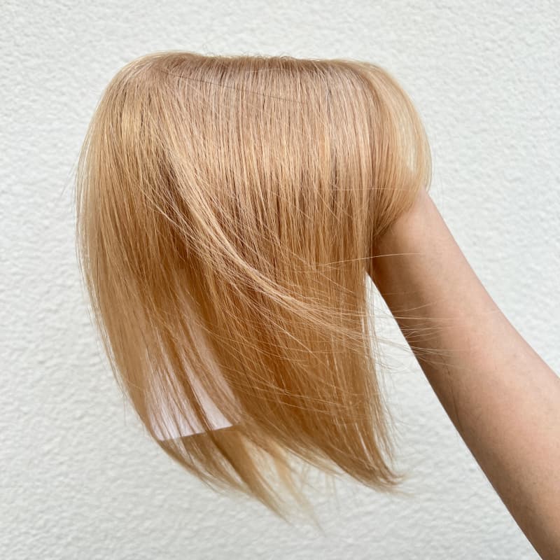 #27 honey blonde human hair topper, 8x12cm monofilament base, 25cm length