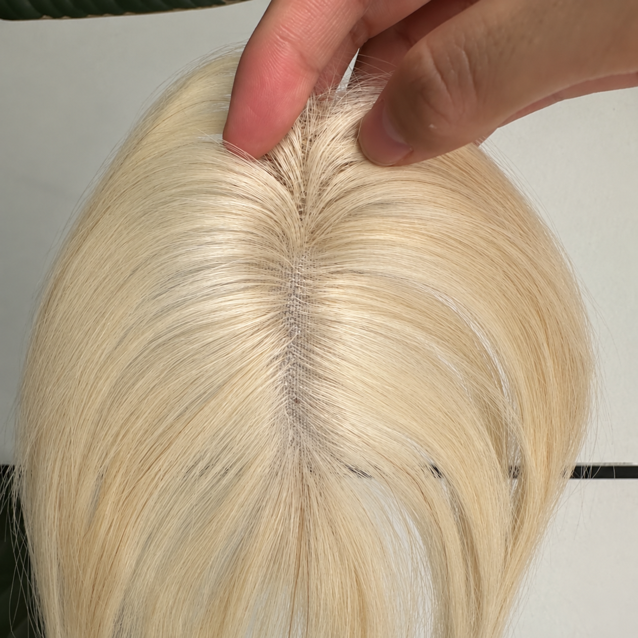 613 platinum blonde low-density ultra-thin lace human hair topper, 25 cm hair