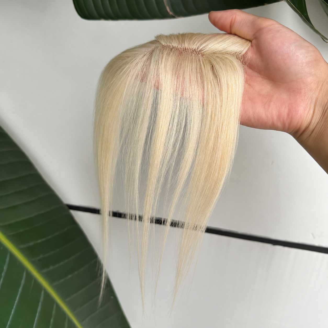 613 platinum blonde low-density ultra-thin lace human hair topper, 25 cm hair