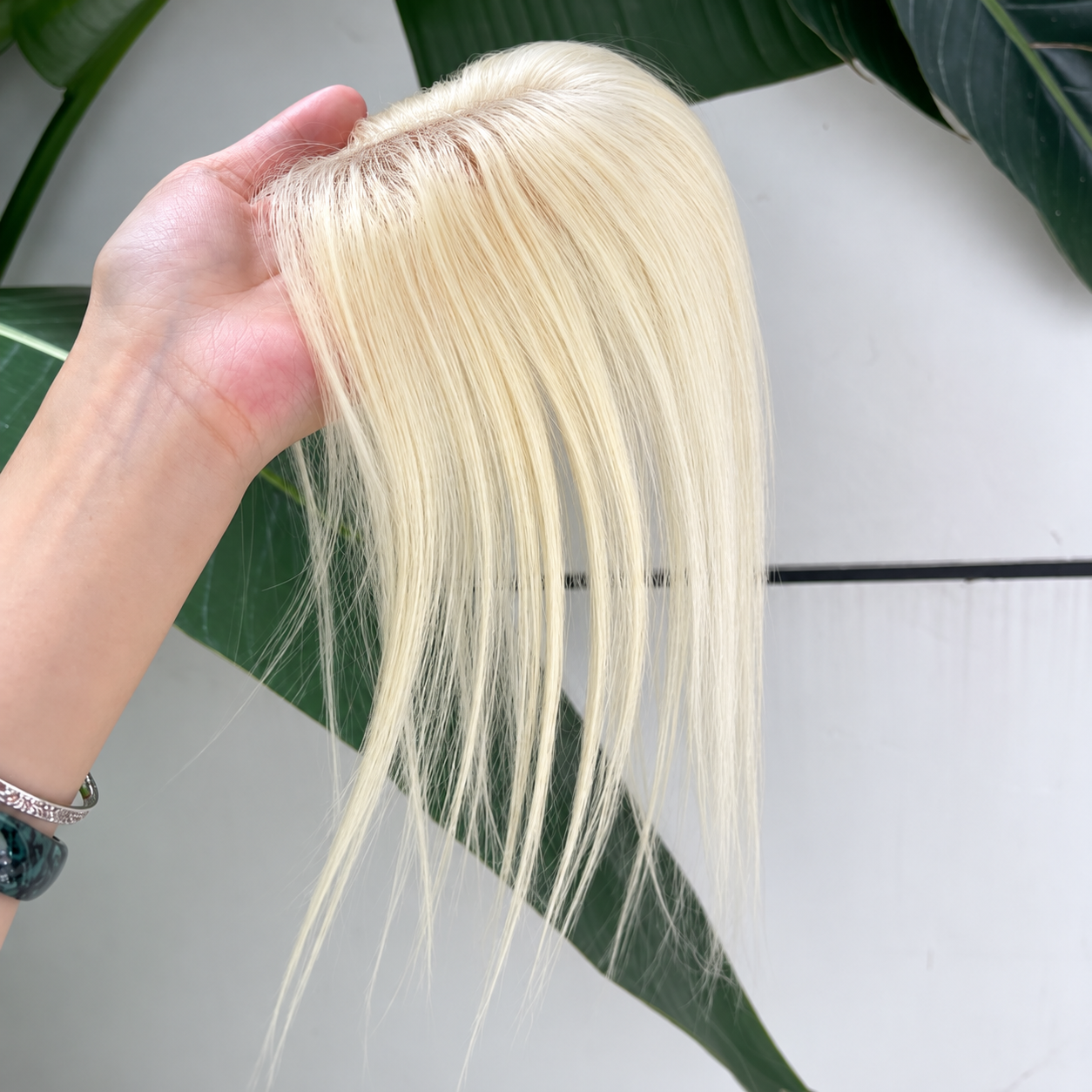 613 blonde low-density human hair lace topper, 25 cm, for mild crown thinning