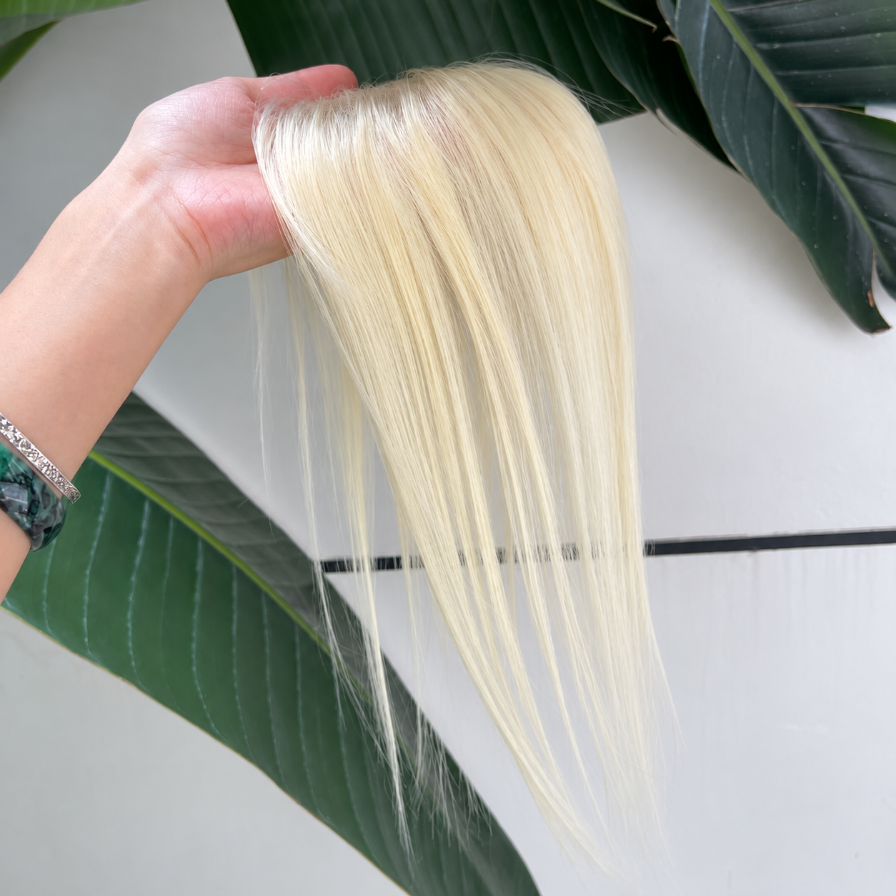 613 blonde low-density human hair lace topper, 25 cm, for mild crown thinning