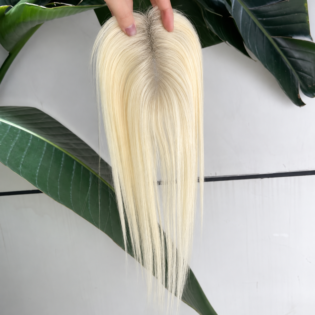 613 blonde low-density human hair lace topper, 25 cm, for mild crown thinning
