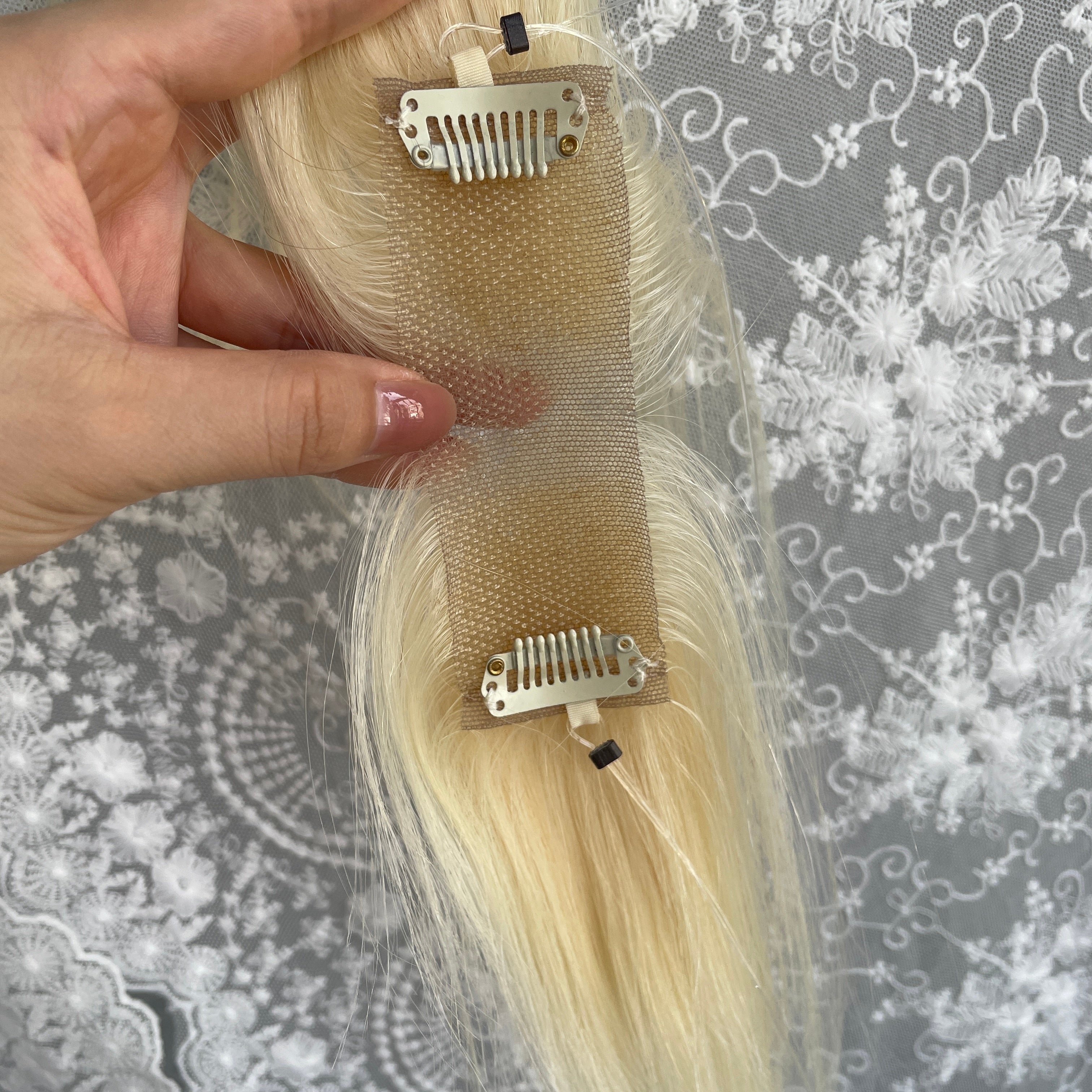 Natrahair 613 halo wire human hair topper, ultra-thin lace 10 x 3.5 cm, 25 cm hair - view 5
