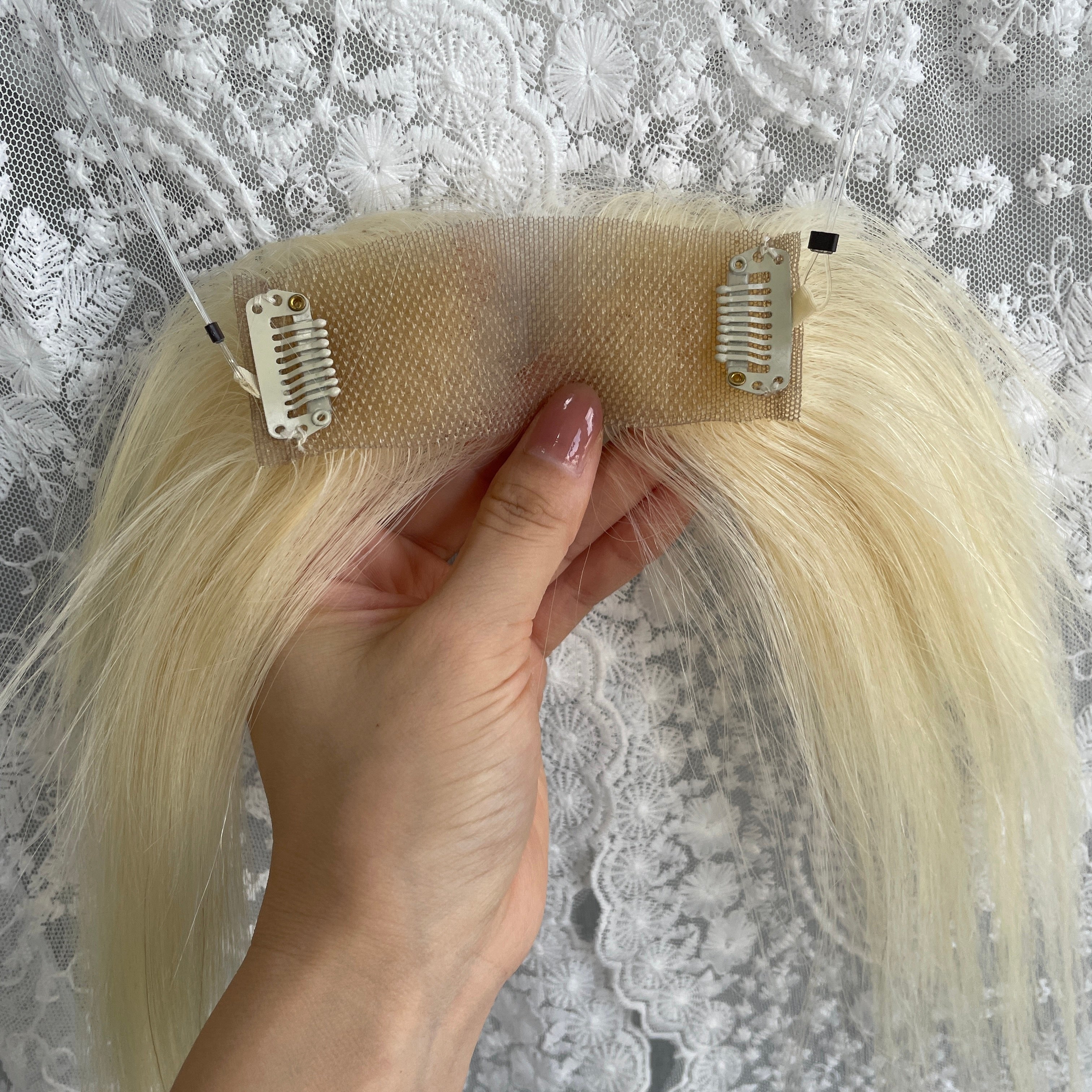 Natrahair 613 halo wire human hair topper, ultra-thin lace 10 x 3.5 cm, 25 cm hair - view 6