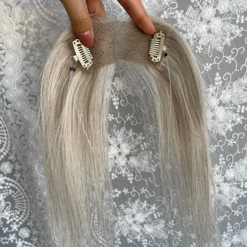Natrahair Grey halo wire human hair topper, ultra-thin lace 10 x 3.5 cm, 25 cm hair - view 10