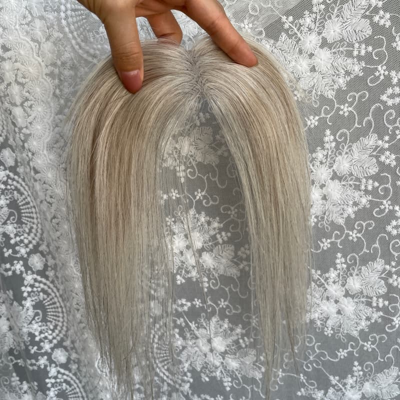 Natrahair Grey halo wire human hair topper, ultra-thin lace 10 x 3.5 cm, 25 cm hair - view 11