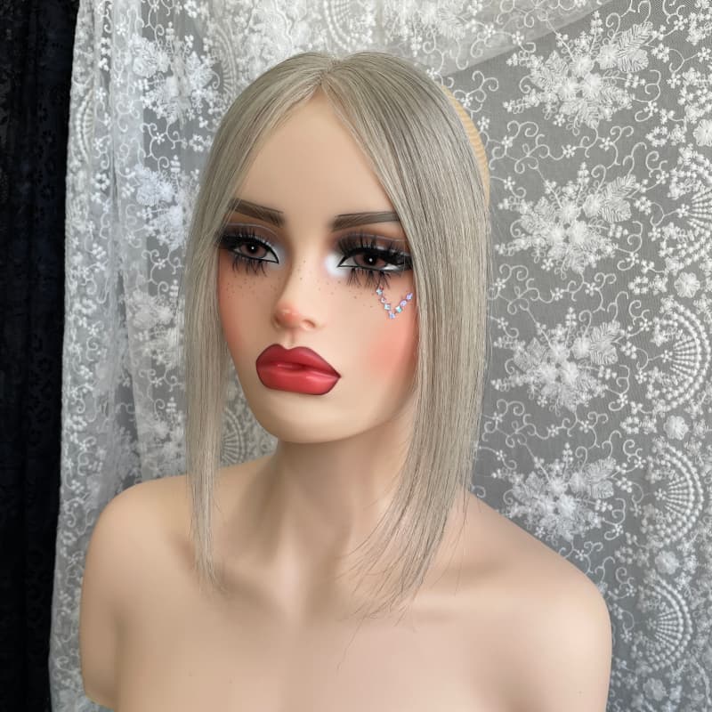Natrahair Grey halo wire human hair topper, ultra-thin lace 10 x 3.5 cm, 25 cm hair - view 4