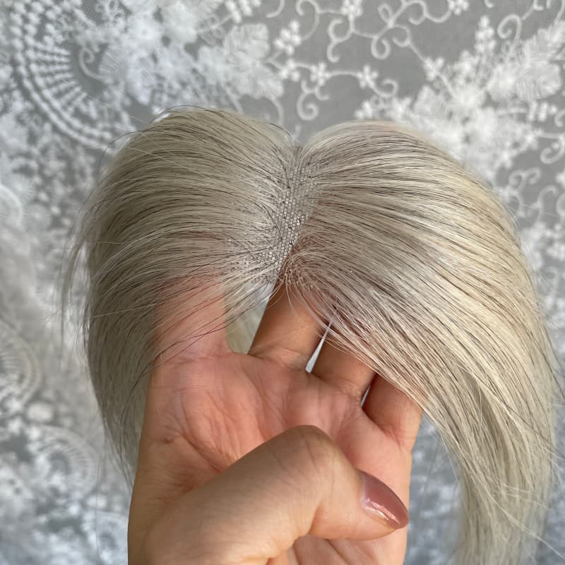 Natrahair Grey halo wire human hair topper, ultra-thin lace 10 x 3.5 cm, 25 cm hair - view 6