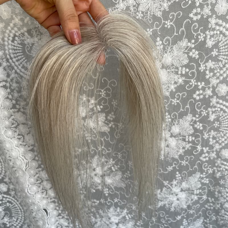 Natrahair Grey halo wire human hair topper, ultra-thin lace 10 x 3.5 cm, 25 cm hair - view 8