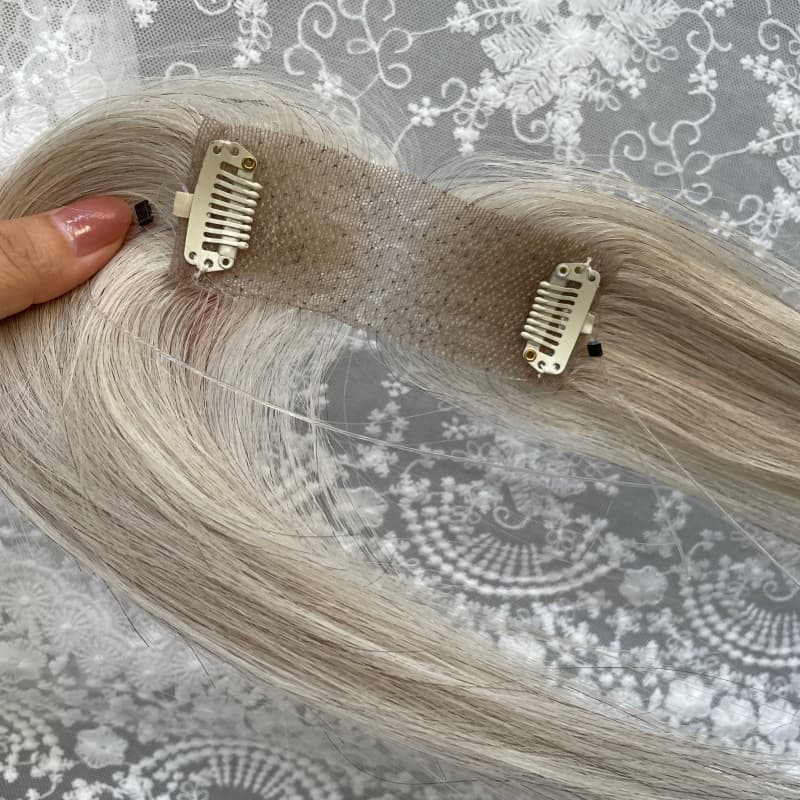 Natrahair Grey halo wire human hair topper, ultra-thin lace 10 x 3.5 cm, 25 cm hair - view 9