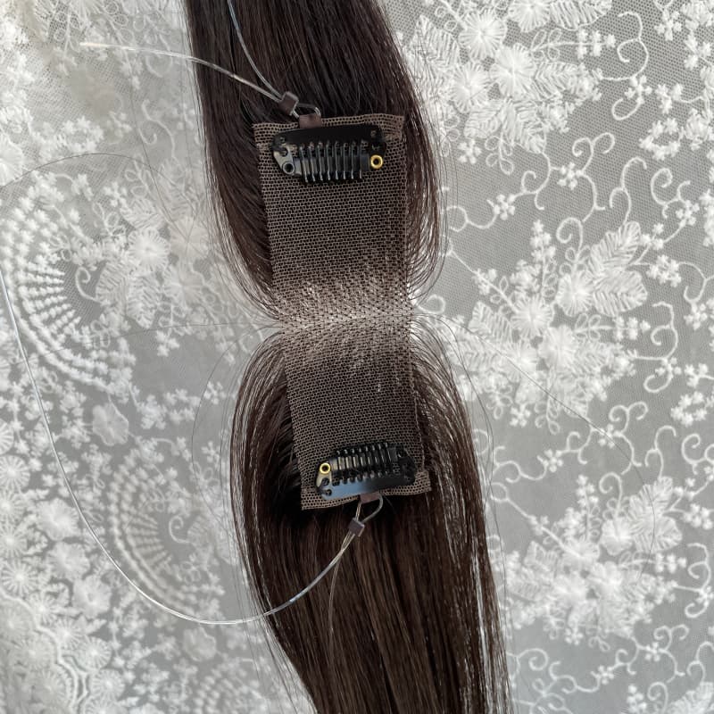 Natrahair Natrual Black halo wire human hair topper, ultra-thin lace 10 x 3.5 cm, 25 cm hair - view 12