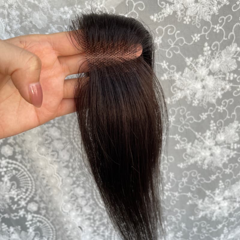 Natrahair Natrual Black halo wire human hair topper, ultra-thin lace 10 x 3.5 cm, 25 cm hair - view 6